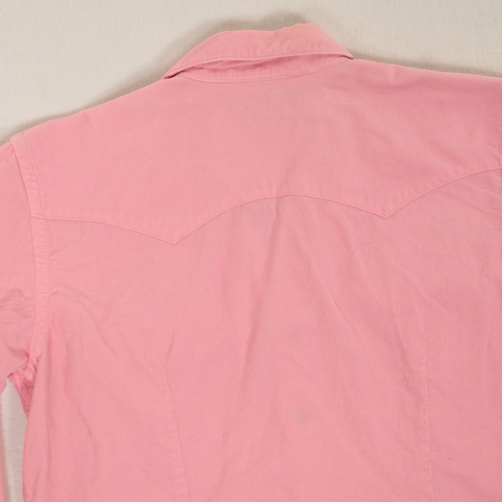 Vtg Ralph Lauren Womens Western Pearl Snap Shirt Corduroy Pink Slim Cotton Sz 10 - Picture 11 of 13